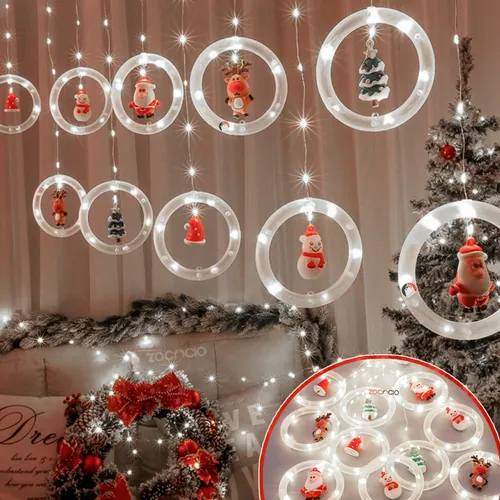 🎄CORTINA LED NAVIDEÑA ARO CON MUÑECO🎅