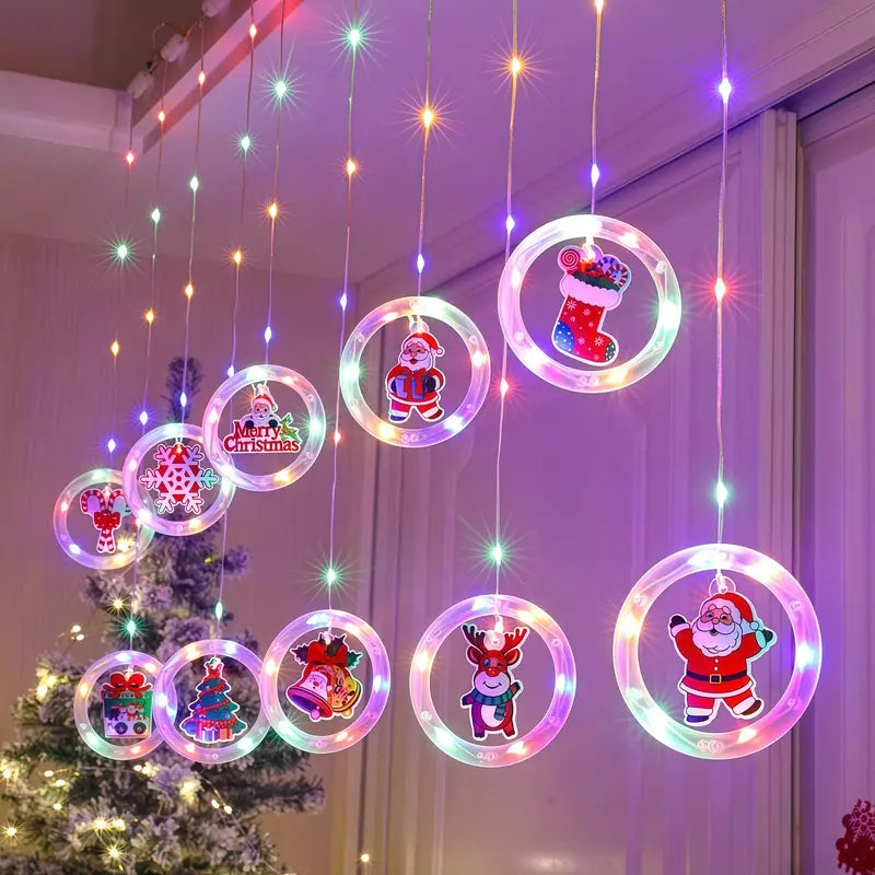 🎄CORTINA LED NAVIDEÑA ARO CON MUÑECO🎅