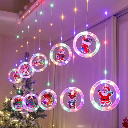🎄CORTINA LED NAVIDEÑA ARO CON MUÑECO🎅