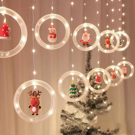 🎄CORTINA LED NAVIDEÑA ARO CON MUÑECO🎅
